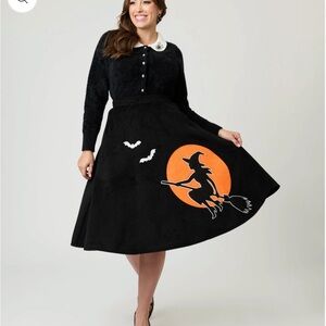 Black Halloween Skirt with Witch Design